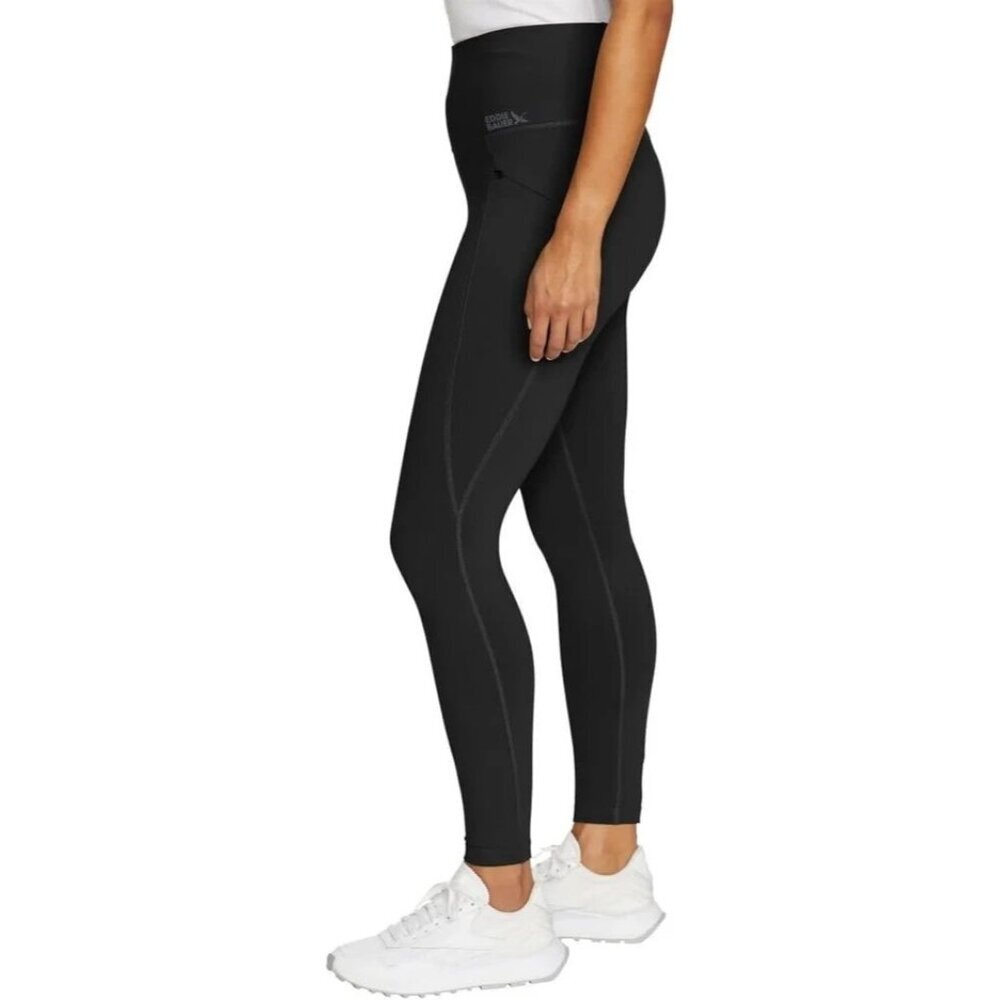 NWOT Eddie Bauer Women's S High-Waisted Black Leggings Side Zip Pockets - Picture 3 of 9